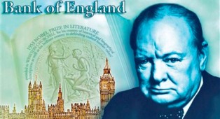 Billete de 5 Libras con la imagen de Churchill