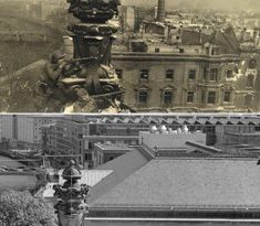 Soldados sovieticos disparando desde el tejado del Reichstag